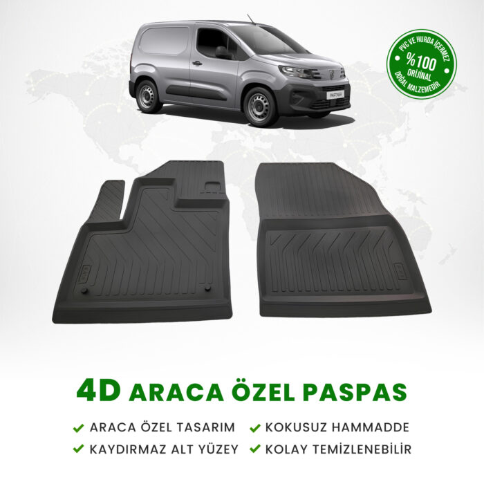 Peugeot Partner Panelvan 4D Havuzlu Paspas (Ön 2 Parça) 2019 Model Ve Sonrası