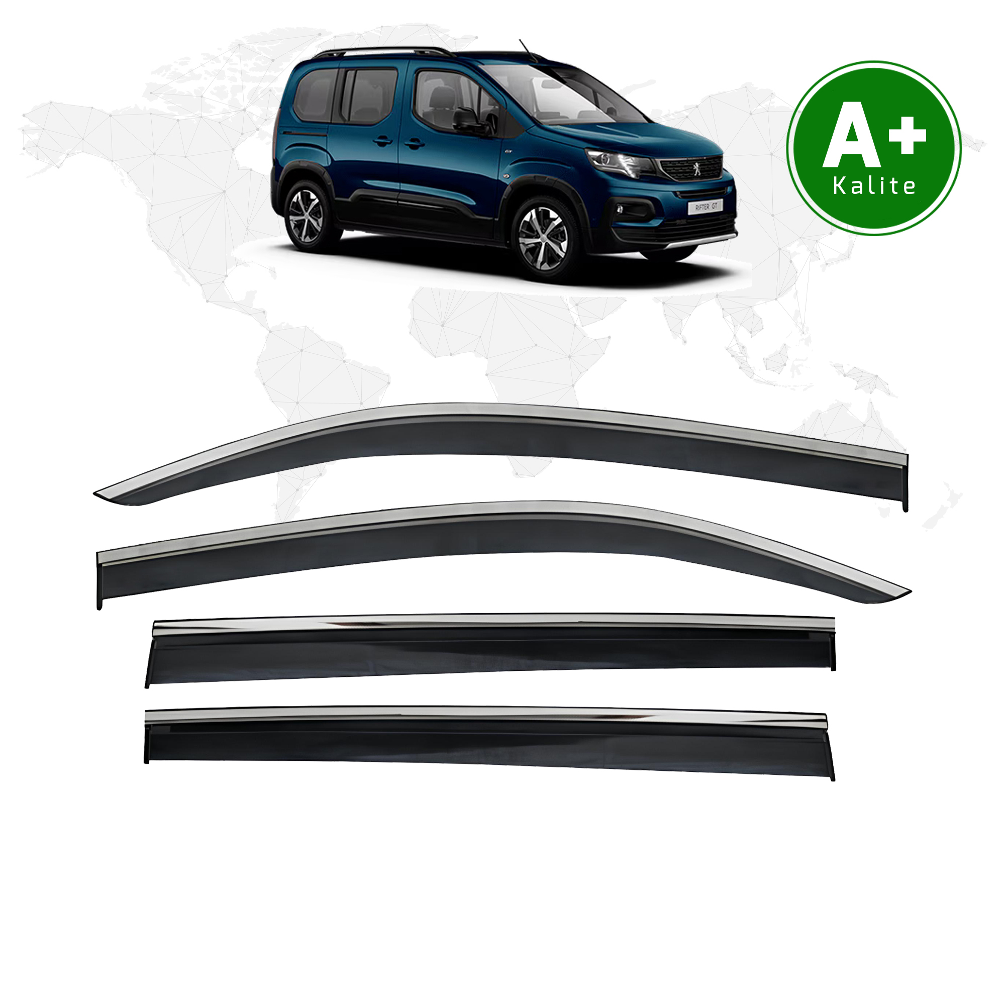 Peugeot Rifter Kromlu Cam Rüzgarlığı 2019 Model Ve Sonrası