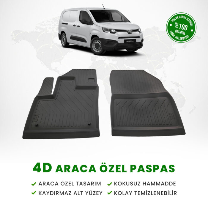 Toyota Proace City Panelvan 4D Havuzlu Paspas (Ön 2 Parça) 2019 Model Ve Sonrası