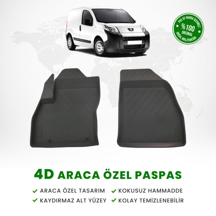 Peugeot Bipper Panelvan 4D Havuzlu Paspas (Ön 2 Parça) 2008 Model Ve Sonrası