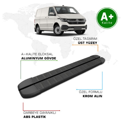 Volkswagen Transporter Yan Basamak Kısa Şasi 2019 - 2024 Model S-Line Siyah