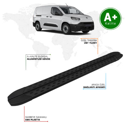 Toyota Proace City Panelvan Yan Basamak Uzun Şasi 2024 Model ve Sonrası TrimLine Siyah