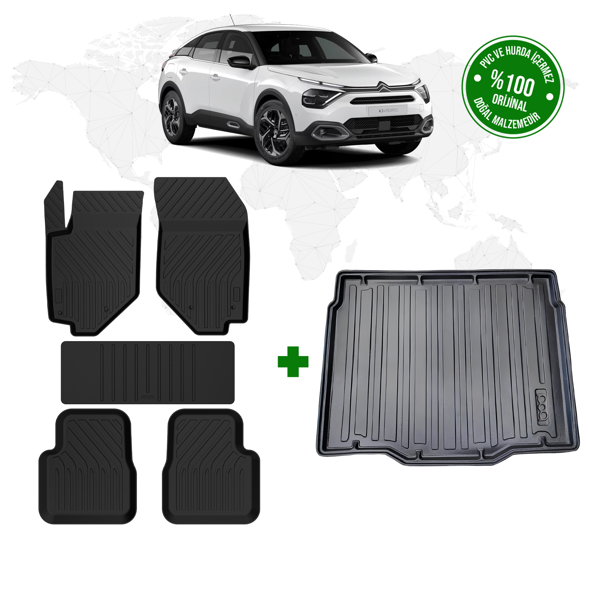 Citroen C4 4D Havuzlu Paspas ve 3D Bagaj Havuzu 2021 Model ve Sonrası