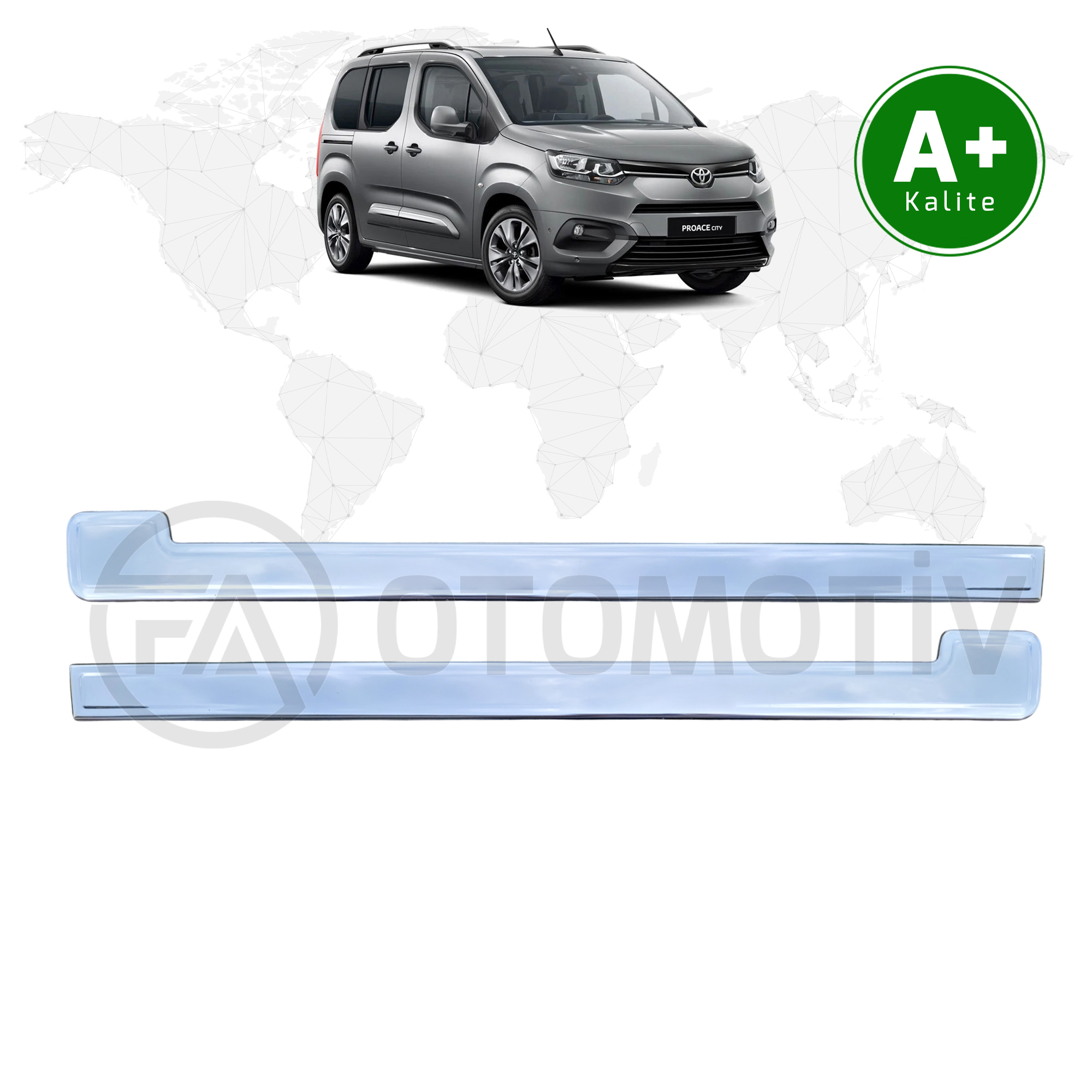 Toyota Proace City Krom Sürgü Çıtası 2 Parça 2019 Model ve Sonrası
